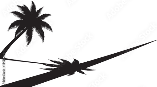 Tropical Beach Wave with Palm Tree Silhouette Vector Design