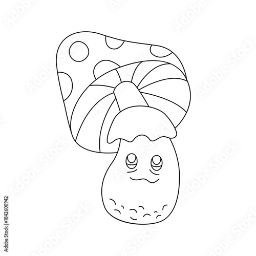 Groovy psychedelic mushroom, magic food for trippy hippie party vector illustration