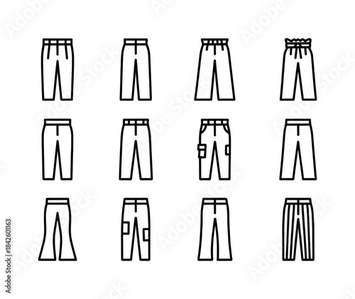 Fashion Pants Icons. Fashion Pants. Line icon set of Fashion Pan