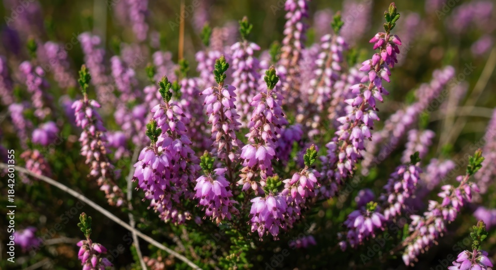 Fototapeta premium Close-up of vibrant pink heather clusters