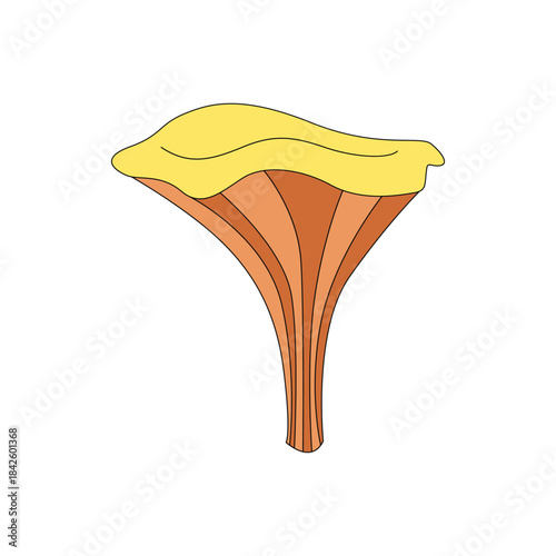 Groovy hippie mushroom, magic psychedelic yellow chanterelle vector illustration