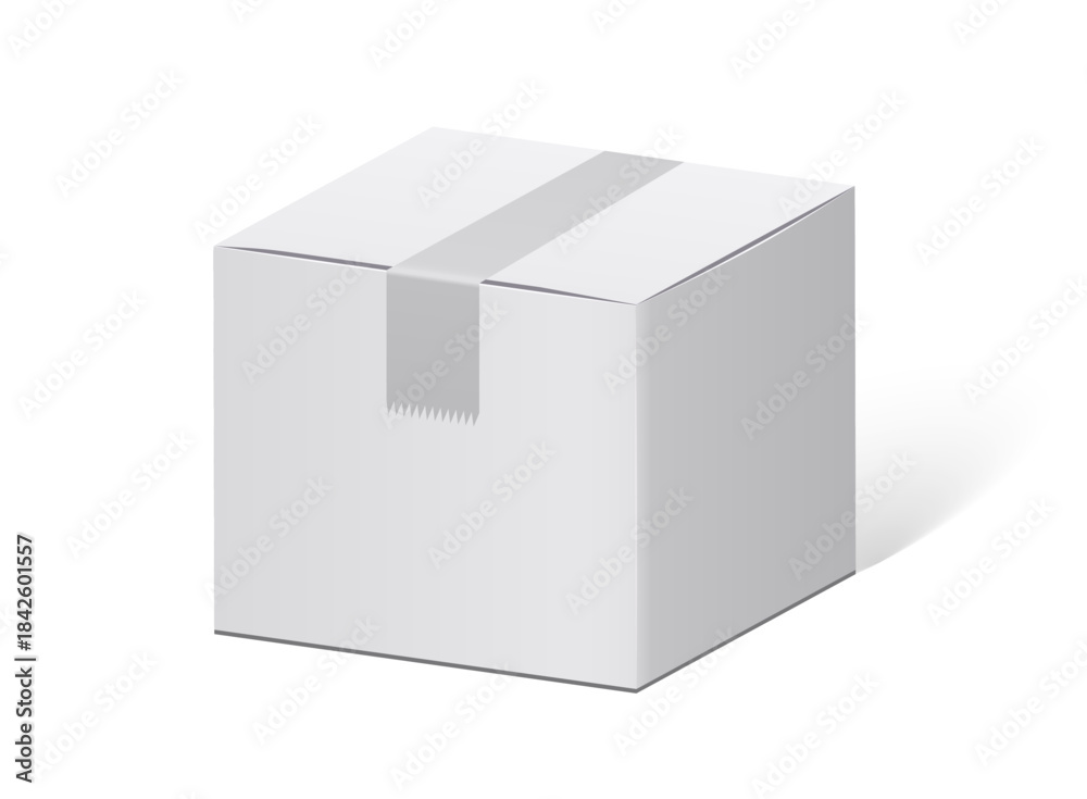 Fototapeta premium Cardboard box icon in flat style. Package vector illustration on isolated background. Carton container sign business concept.