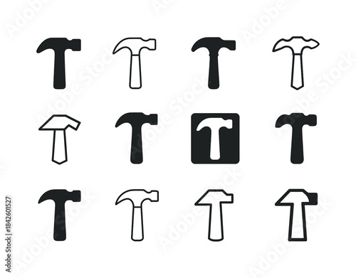 DIY Hammer Logo Set. DIY projects. Icon set. Set Logo of DIY pro