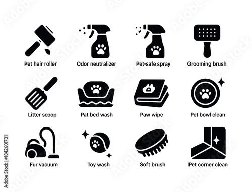 Pet-Friendly Cleaning Icons. pet-friendly cleaning. Solid icon s