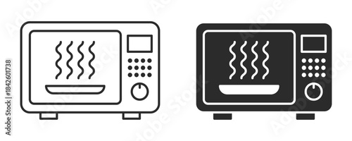 Microwave oven icon depicting a bowl with steam, perfect for representing kitchen appliances or food heating concepts
