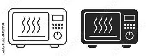 Microwave oven icon depicting a bowl with steam, perfect for representing kitchen appliances or food heating concepts