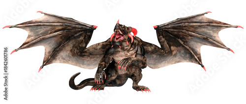 3D Rendering Fairy Tale Dragon on White