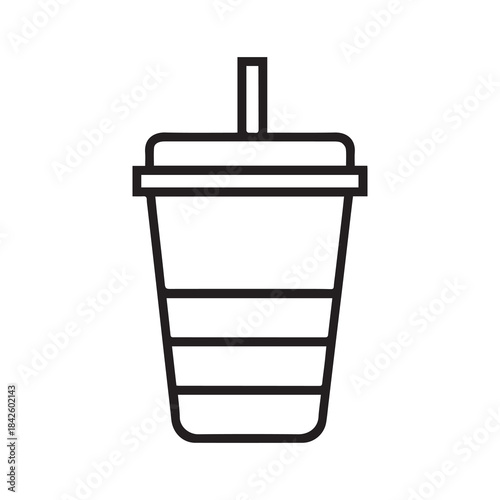 Coffee cup Line drawing icon black with a lid