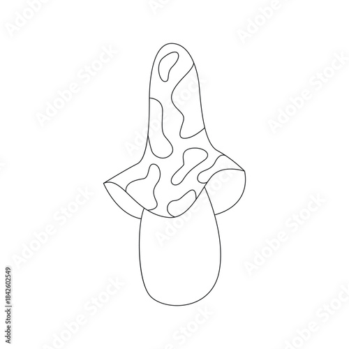 Groovy line psychedelic mushroom with narrow cap with spots vector illustration
