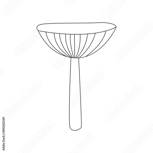 Groovy line psychedelic mushroom with esoteric odd round cap vector illustration