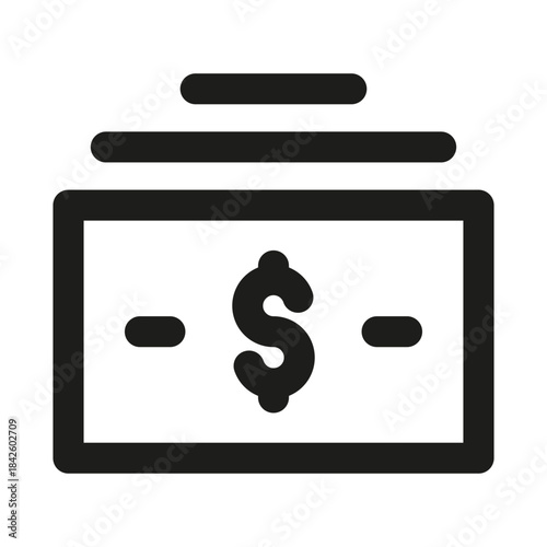 Cash money financing icon. Modern professional minimal line vector icon representing currency payment wealth clarity and clean visual design