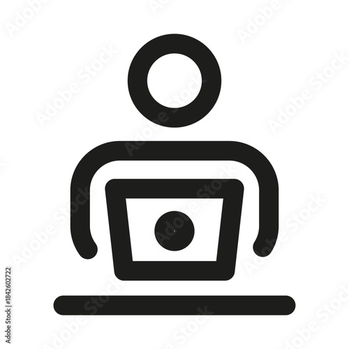 Modern Working on Computer Icon for Office, Productivity, and Technology