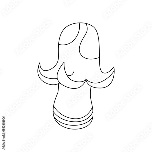 Groovy line psychedelic cap on trippy magic esoteric mushroom vector illustration