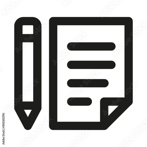 Contract or Note Icon. Modern Professional Minimal Line Vector Symbol for Documents and Agreements