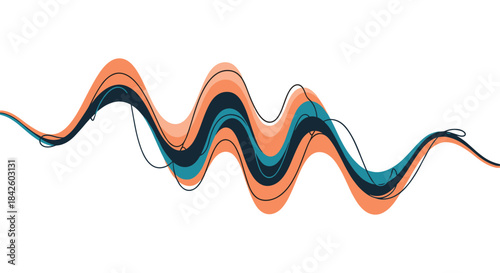 Minimalist radio tower icon broadcasting a signal with concentric circles and decorative elements on a clean white background.