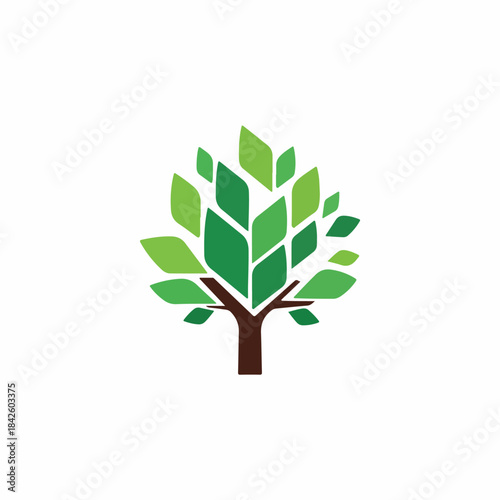 Abstract Tree: An artistic representation of a tree, symbolizing growth and the interconnectedness of nature. Its vibrant green leaves and sturdy brown trunk evoke a sense of life and vitality.