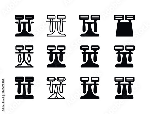 Razor Holder Icons. Razor holder. Icon set. Set Logo of razor ho