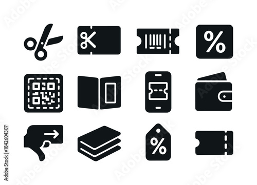 Couponing Icons Set. Couponing. Solid icon set of Couponing: sci