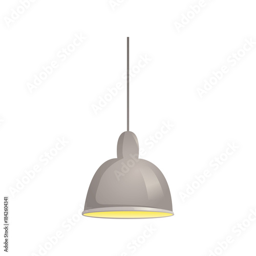 Ceiling hanging lamp, lampshade for cafe or school canteen interior vector illustration