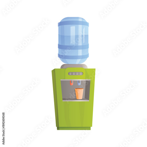 Hot and cold water cooler for office, school canteen or cafe, dispenser with two taps vector illustration