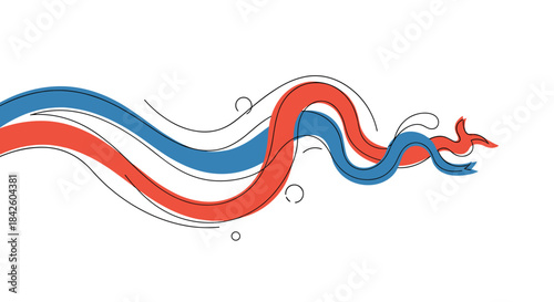 An abstract vector illustration of intertwined red and blue ribbons with dynamic line art, creating a modern and energetic graphic design element for backgrounds.