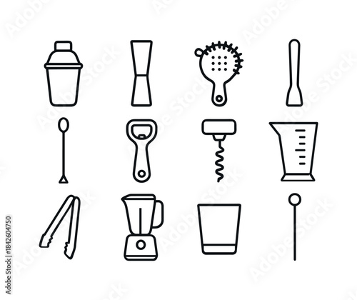 Mixology Icon Set. Mixology tools. Line icon set of Mixology too