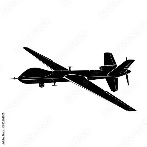 Unmanned Aerial Vehicle Predator Drone Silhouette.