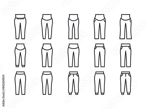 Maternity Pants Icons. Maternity Pants. Line icon set of Materni