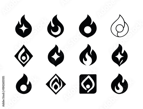 Cosmic Energy Icons Grid. cosmic energy. Icon set. Set Logo of c