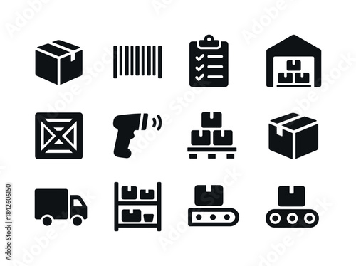 Inventory Management Icons. Inventory management. Solid icon set