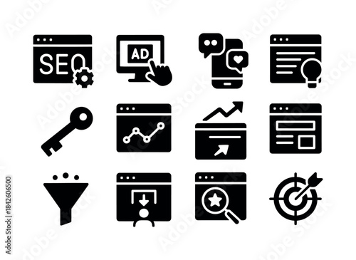 Digital Marketing Icons. digital marketing. Solid icon set of di