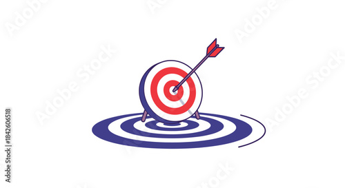 A simple and clean illustration of a target with an arrow in the bullseye, symbolizing achieving goals, business success, and marketing precision.