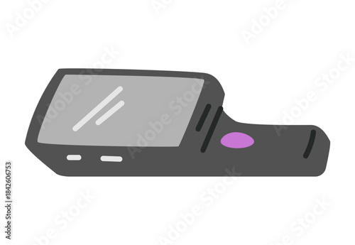 Barcode scanner laying flat vector illustration isolated on white. Warehouse equipment.