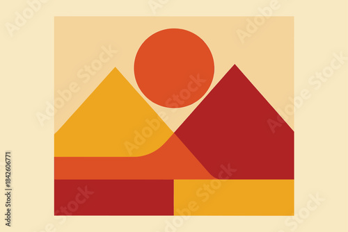 expressing serene highland harmony through modern abstract rising shapes