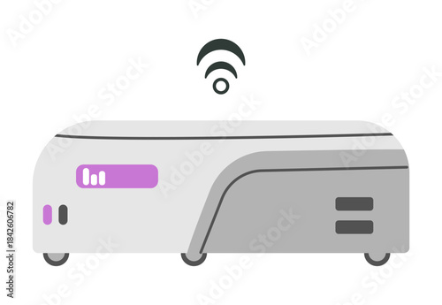 Warehouse robot transporter flat vector illustration isolated on white.