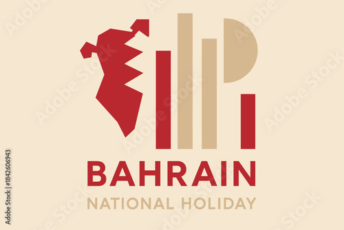 Clean geometric Bahrain National Day Holiday design expressing modern island harmony through calm abstract celebratory shapes