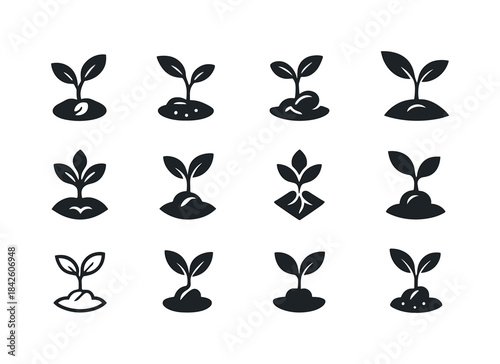 Sowing Icon Variations. Sowing. Icon set. Set Logo of sowing: Se