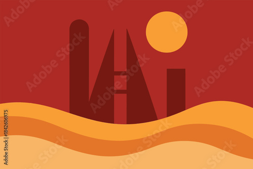 Clean geometric Bahrain National Day design expressing unity and celebration through modern abstract island-inspired shapes