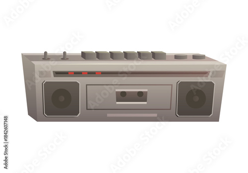 Old stereo tape recorder, retro equipment to listen to music from pawnshop vector illustration