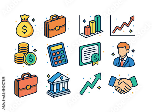 Colorful Investment Icons. Investment. Colorful isometric vector