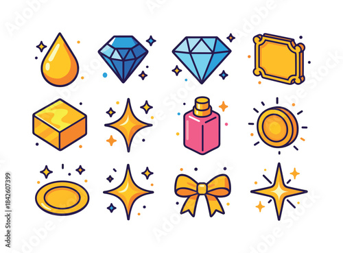Radiant Luxury Icons. radiant luxury. Colorful isometric vector