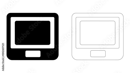 Modern digital photo frame displaying digital artwork, isolated on a clean white background, representing technology and