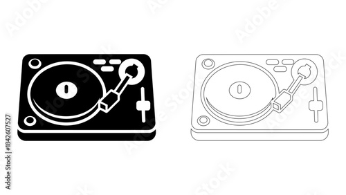Modern digital turntable icon, a versatile device for electronic music production, djing, and audio manipulation, isolat