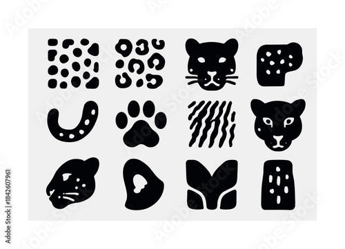 Leopard Pattern Icons. Leopard patterns. Solid icon set of leopa
