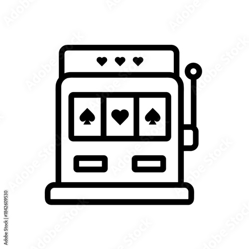 Minimalist slot machine casino gambling vector icon