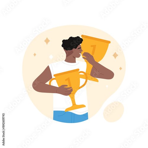 ESTP MBTI type of personality, extrovert winner with sensory and logic thinking vector illustration