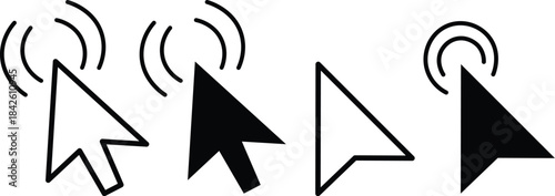 
Cursor mouse click icon set. Computer mouse click cursor gray arrow icons. hand pointer, click effect, arrow pointer, icons. Arrow click pixel cursor set. Mouse cursor pointer collection.
