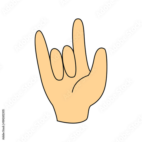 Groovy hand with rock band gesture for heavy music festival vector illustration