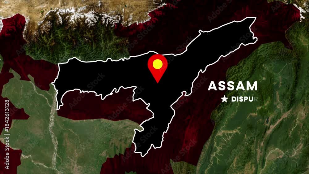 Video „Assam state map highlight animation on India map, Assam outlined ...
