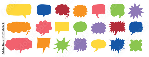 colorful speech bubbles set. Hand drawn vector cute communication bubbles. speech bubble collection